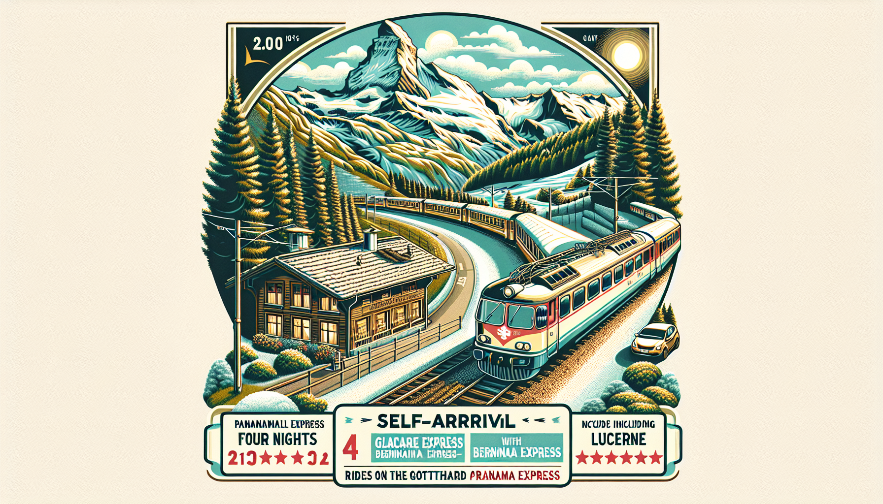 Eigene Anreise Schweiz: Panoramazug-Rundreise von Zermatt bis Luzern 4 Nächte 3-Sterne-Hotels mit Frühstück Inkl. Fahrten mit dem Glacier Express, Eigene Anreise Schweiz: Panoramazug-Rundreise von Zermatt bis Luzern 4 Nächte 3-Sterne-Hotels mit Frühstück Inkl. Fahrten mit dem Glacier Express,