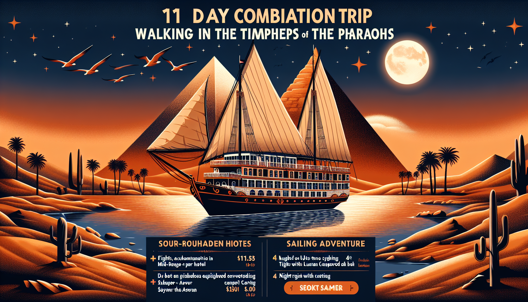 Kombinationsreisen Ägypten: Auf den Spuren der Pharaonen 11-tägig inkl. Flug Mittelklasse- und 4-Sterne-Hotels / Segelschiff / Nachtzug mit Verpfleg Kombinationsreisen Ägypten: Auf den Spuren der Pharaonen 11-tägig inkl. Flug Mittelklasse- und 4-Sterne-Hotels / Segelschiff / Nachtzug mit Verpfleg