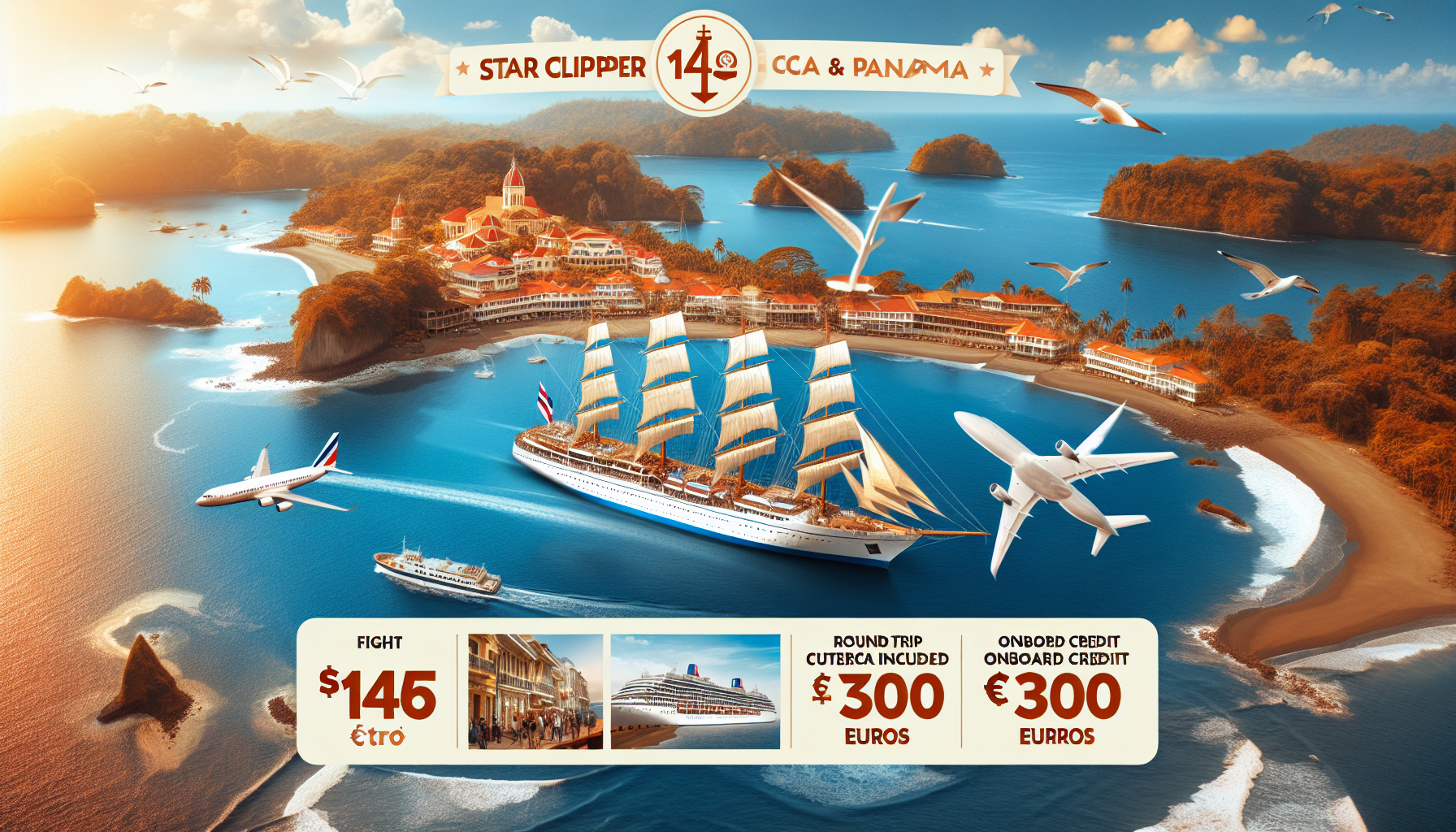 Kreuzfahrten Costa Rica & Panama: Segelkreuzfahrt mit der Star Clipper & Rundreise von Puerto Caldera bis San José 14-tägig inkl. Flug Segelschiff / Kreuzfahrten Costa Rica & Panama: Segelkreuzfahrt mit der Star Clipper & Rundreise von Puerto Caldera bis San José 14-tägig inkl. Flug Segelschiff /