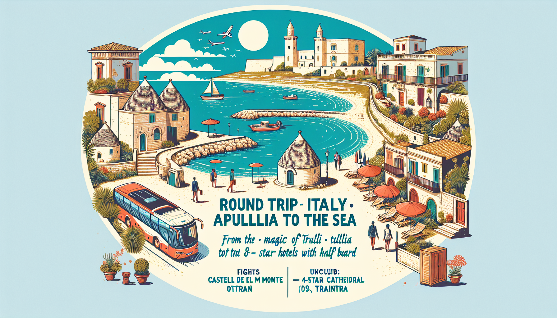 Rundreisen Italien - Apulien: Vom Trulli-Zauber bis zum Meer 8-tägig inkl. Flüge 4-Sterne-Hotels mit Halbpension Inkl. Besuch Castel del Monte und O Rundreisen Italien - Apulien: Vom Trulli-Zauber bis zum Meer 8-tägig inkl. Flüge 4-Sterne-Hotels mit Halbpension Inkl. Besuch Castel del Monte und O