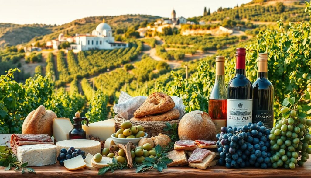 Regionale Spezialitäten und Weinanbaugebiete