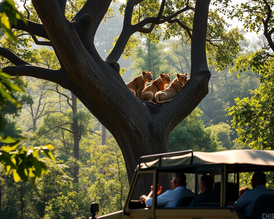Safari zu den Baumlöwen