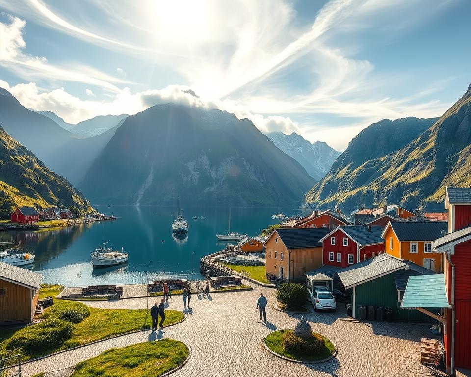 Traditionelle Fjorddörfer in Norwegen