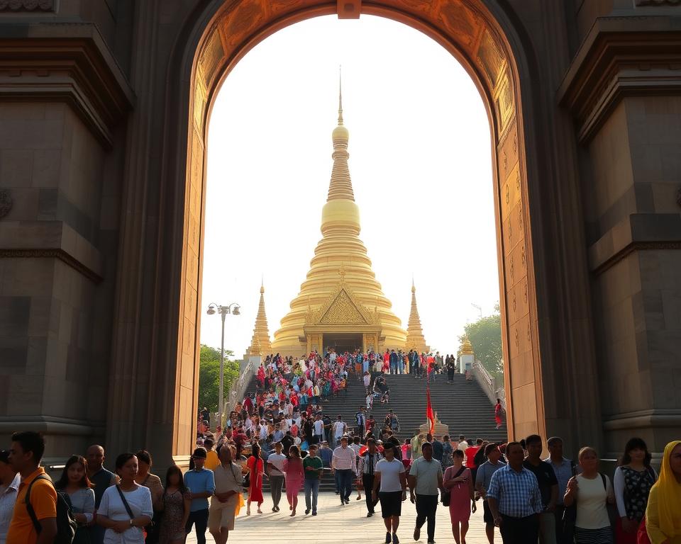 Besuch Shwedagon Pagode Eingang