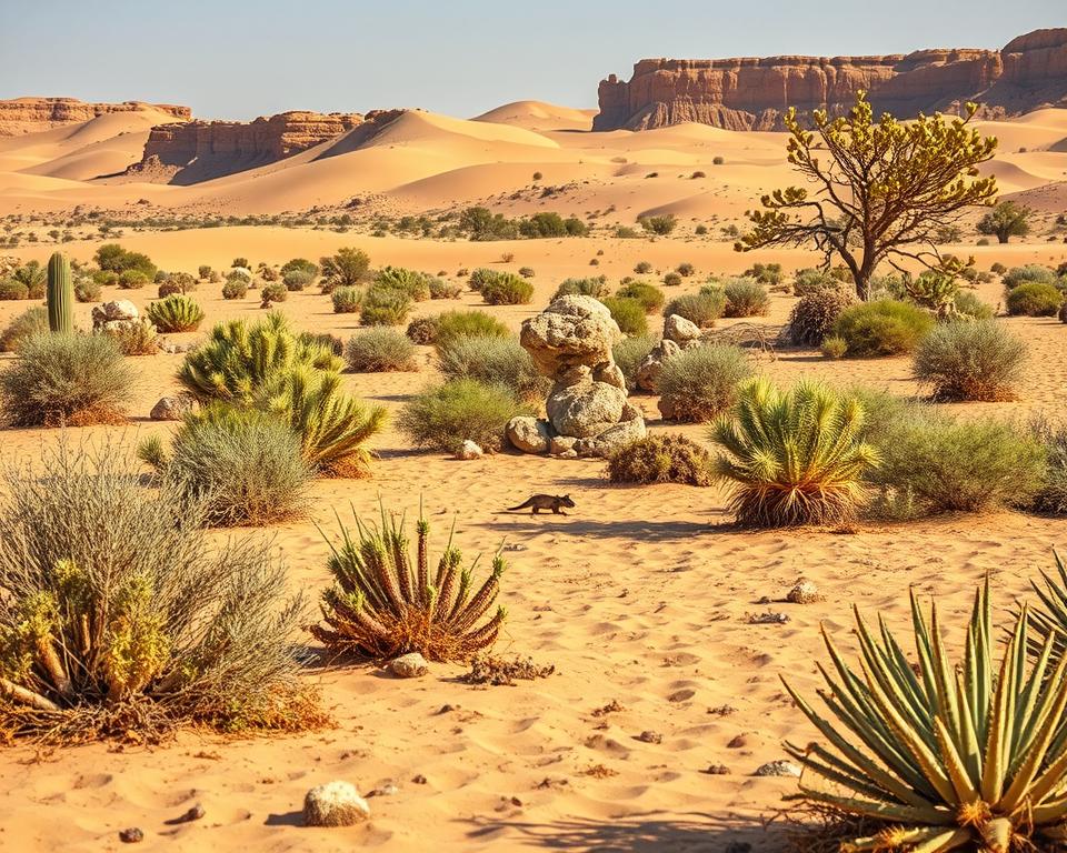 Negev Wüstenlandschaft mit Pflanzen und Tieren