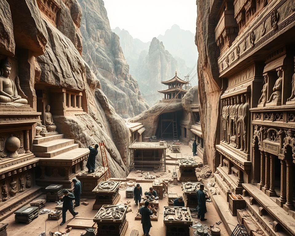 Restaurierungsarbeiten Longmen-Grotten
