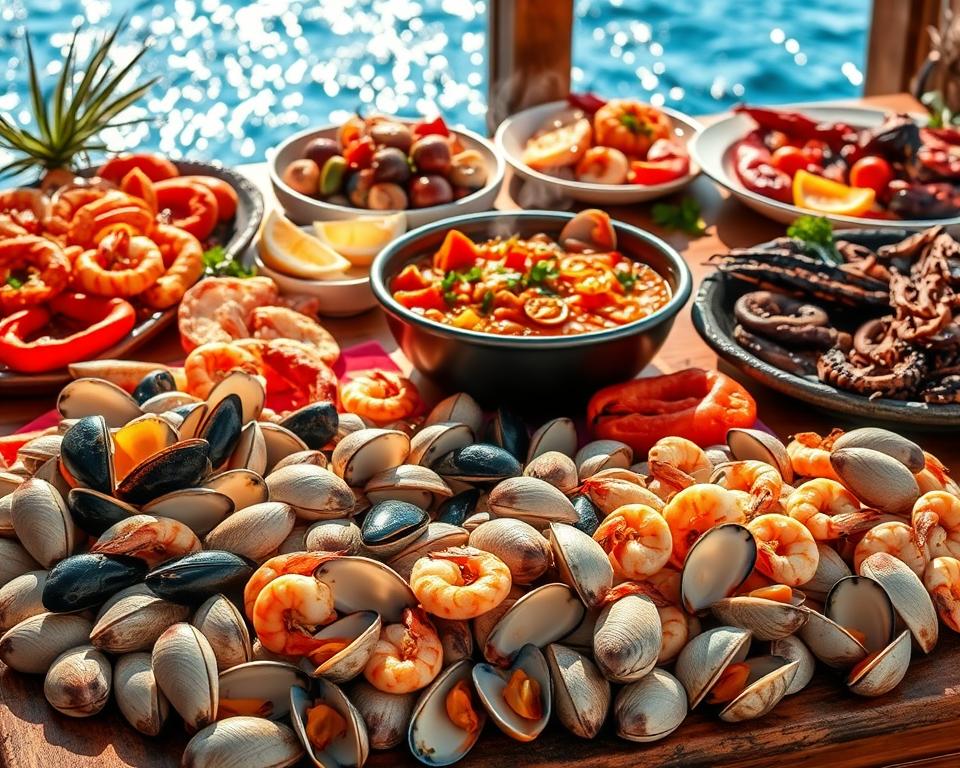 Sizilianische Meeresfrüchte und traditionelle Gerichte