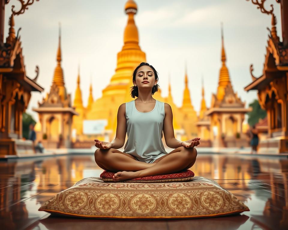 Spirituelle Meditation in der Shwedagon Pagode