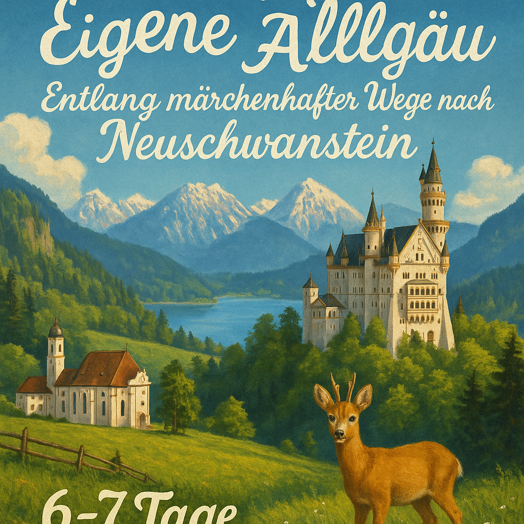 Eigene Anreise Allgäu: Wanderreise auf dem König-Ludwig-Weg vom Ammersee bis nach Füssen 6 bzw. 7 Nächte  3-Sterne-Hotels/Gasthöfe mit Frühstüc