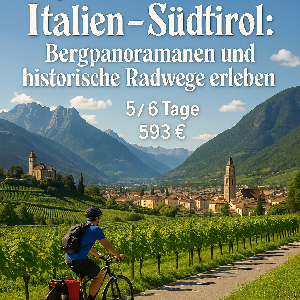 Eigene Anreise Italien – Südtirol: Radreise von Brixen nach Meran 5 bzw. 6 Nächte 3-Sterne-Hotels mit Frühstück Gepäcktransfer von Hotel zu Hotel