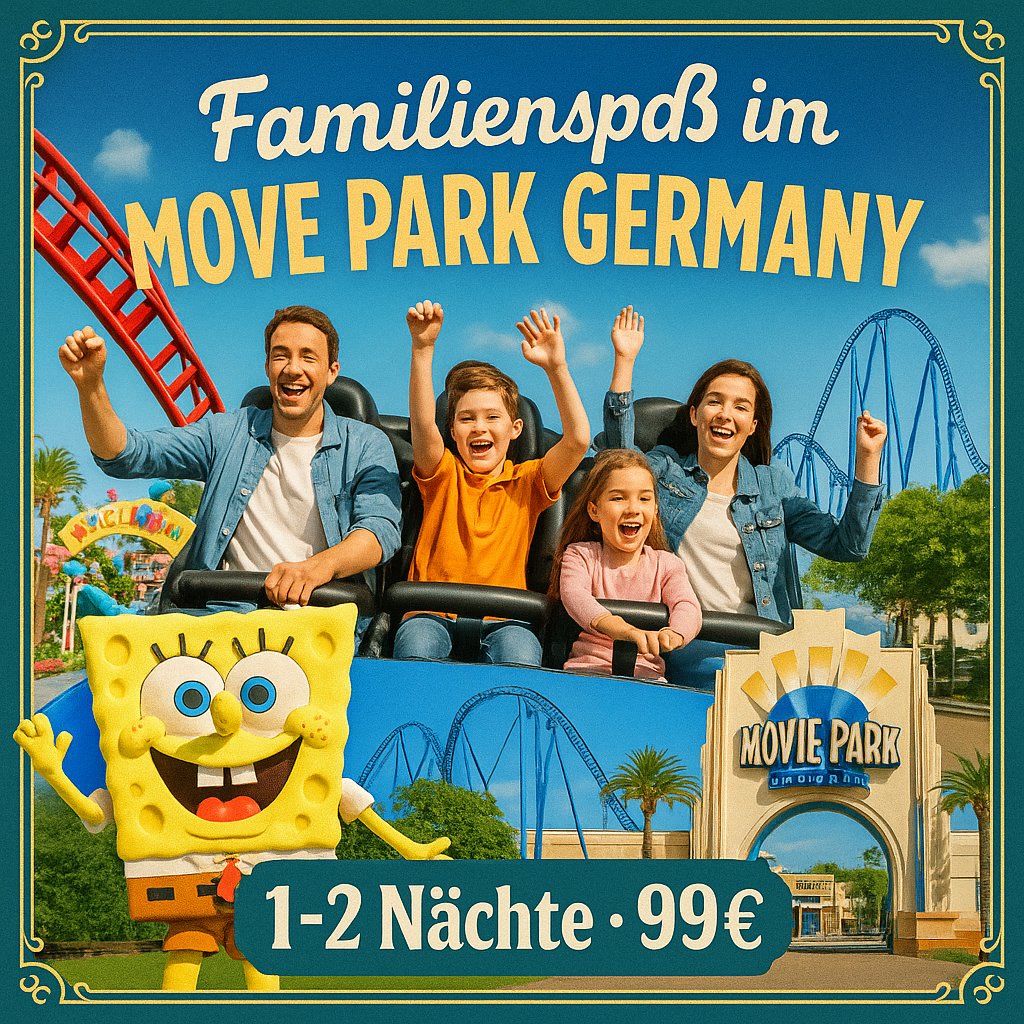 Eigene Anreise Oberhausen: Familienspaß im Movie Park Germany mit Aufenthalt im Hotel Residenz Oberhausen 1 bzw. 2 Nächte 3-Sterne-Hotel mit Frühst
