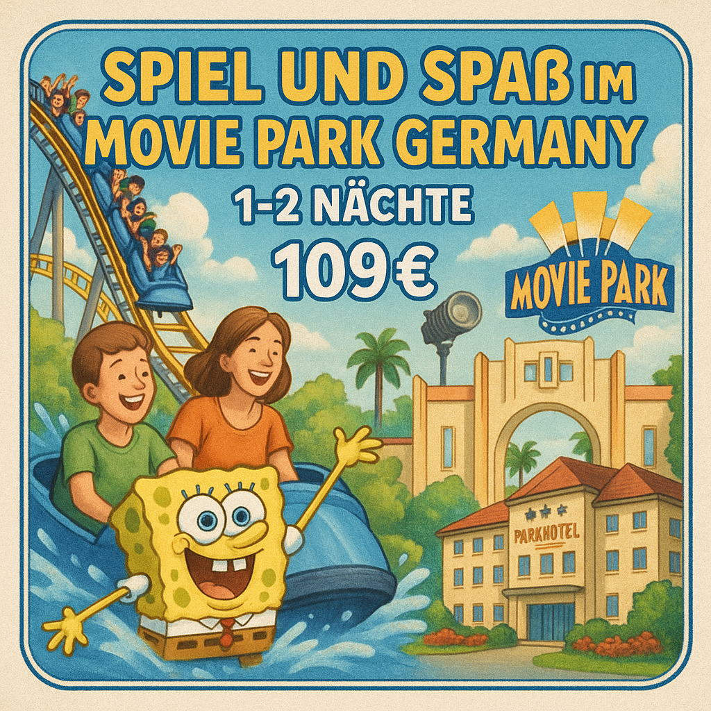 Eigene Anreise Oberhausen: Spiel und Spaß im Movie Park Germany mit Aufenthalt im Parkhotel Oberhausen 1 bzw. 2 Nächte 4-Sterne-Hotel mit Frühstüc