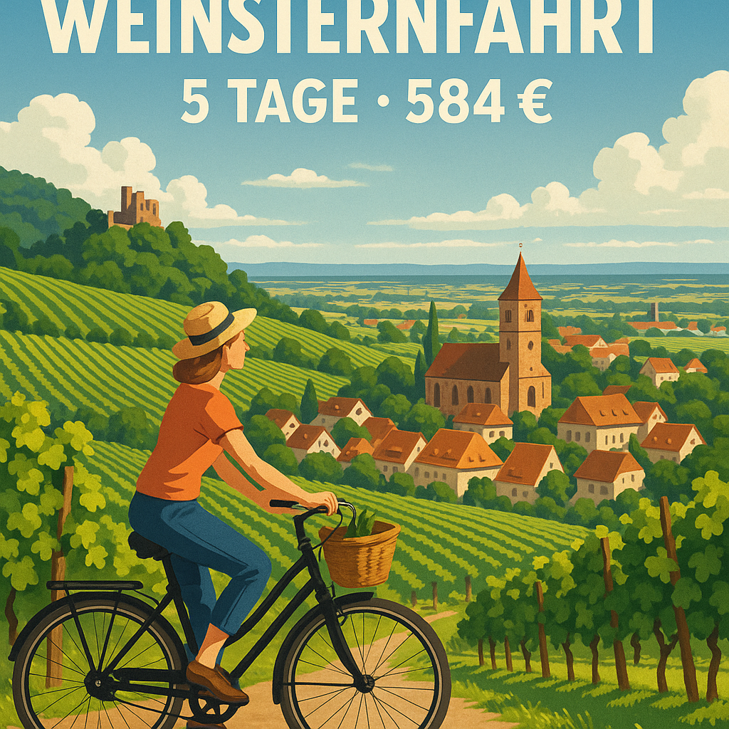 Eigene Anreise Pfälzer Weinsternfahrt: Radreise rund um Bad Dürkheim zwischen Weinreben und Rheinebene 5 Nächte 4-Sterne-Hotel mit Frühstück Inkl