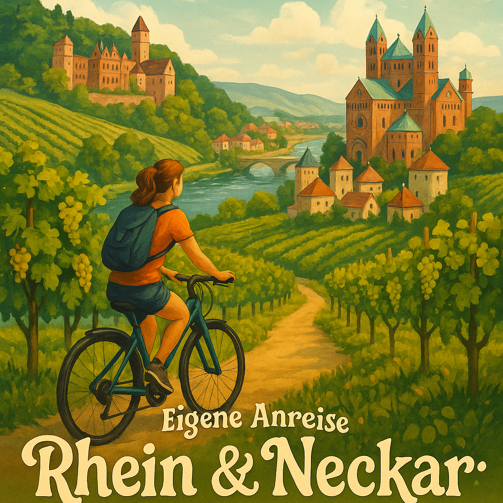 Eigene Anreise Rhein & Neckar: Radeln, wo Wein und Geschichte blühen 5 bzw. 6 Nächte Hotels/Gasthöfe (3-Sterne-Niveau) mit Frühstück Inkl. Gepäc