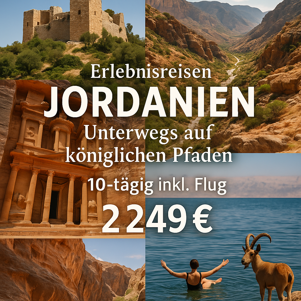 Erlebnisreisen Jordanien: Unterwegs auf königlichen Pfaden mit Badeaufenthalt in einem luxuriösen Resort & SPA 13-tägig inkl. Flug 3-/4-Sterne-Hote