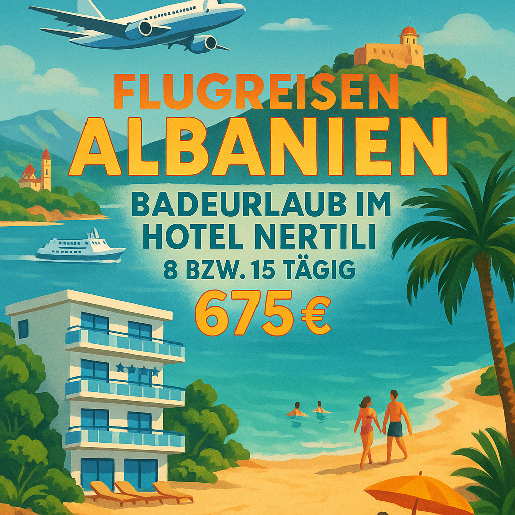 Flugreisen Albanien: Badeurlaub im Hotel Nertili in Saranda 8- bzw. 15-tägig inkl. Flug 4-Sterne-Hotel mit Halbpension Direkte Strandlage
