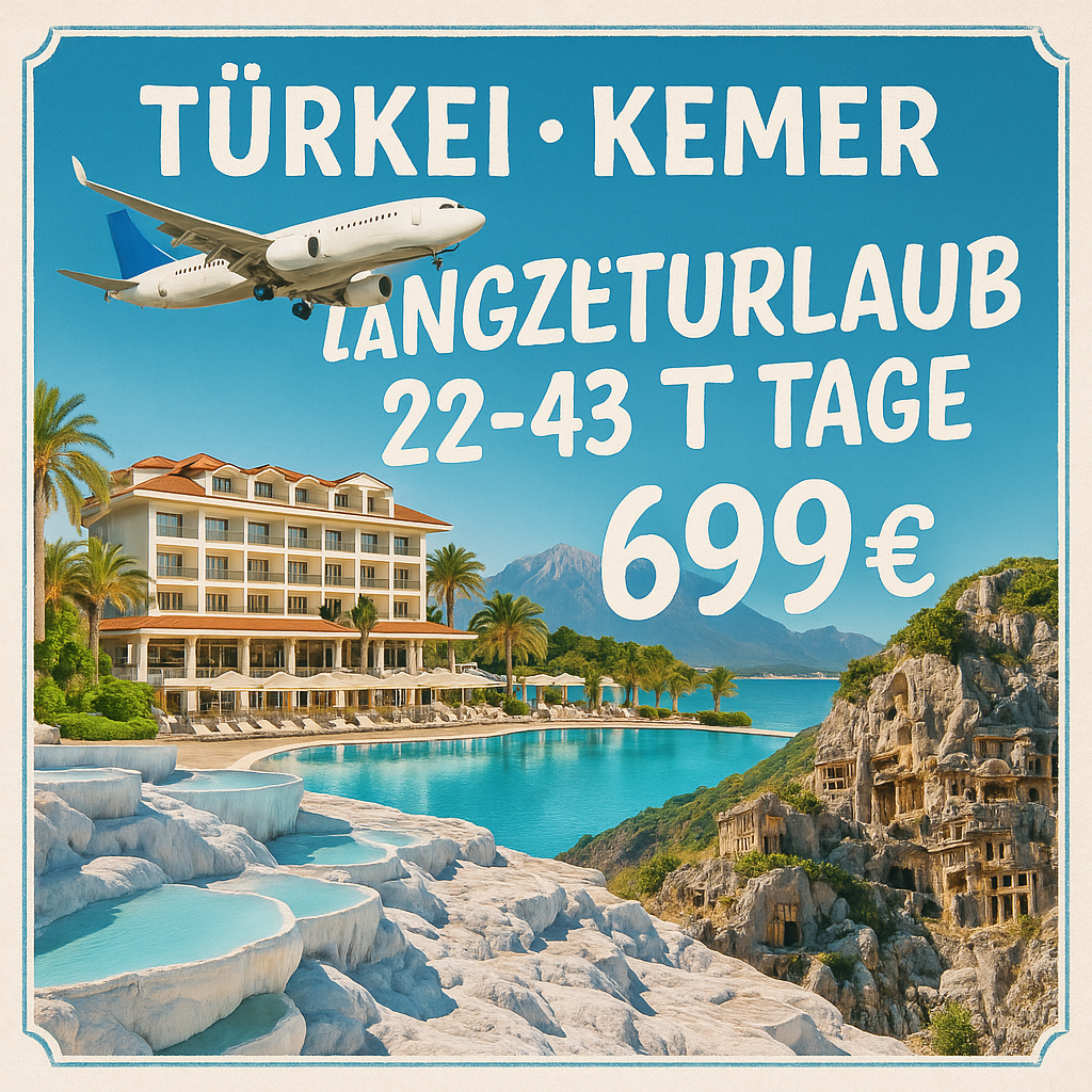 Flugreisen Türkei - Kemer: Langzeiturlaub im Hotel Catamaran Quality Times 22-, 29-, 36- bzw. 43-tägig inkl. Flüge 5-Sterne-Hotel mit All Inclusive