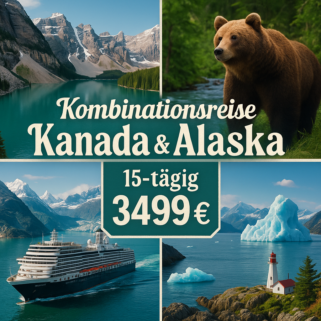 Kombinationsreisen Kanada & Alaska: Rundreise von Calgary bis Vancouver & Alaska-Kreuzfahrt mit der Koningsdam 15-tägig inkl. Flüge Mittelklassehote