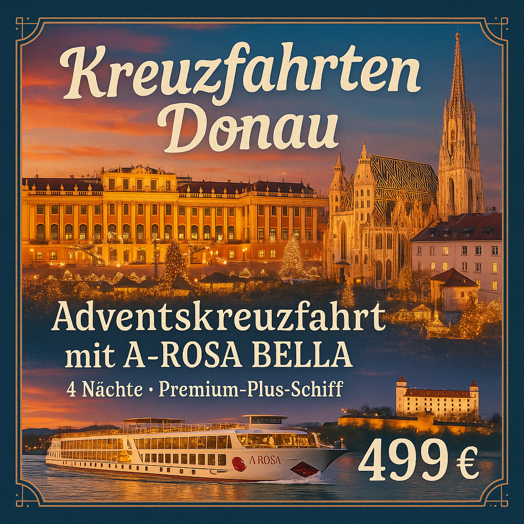Kreuzfahrten Donau: Adventskreuzfahrt mit A-ROSA BELLA ab/an Passau 4 Nächte Premium-Plus-Schiff mit Premium alles inklusive Kaiserliches Wien entdec