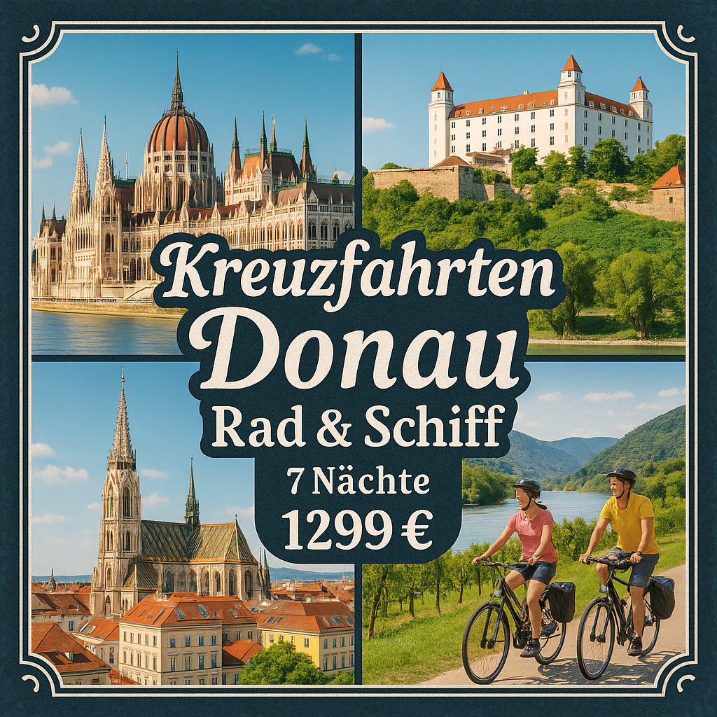 Kreuzfahrten Donau: Rad & Schiff Flusskreuzfahrt mit MS SE-MANON ab/an Passau mit Budapest 7 Nächte Premium-Schiff mit Vollpension Inkl. 7-Gang-Leih Kreuzfahrten Donau: Rad & Schiff Flusskreuzfahrt mit MS SE-MANON ab/an Passau mit Budapest 7 Nächte Premium-Schiff mit Vollpension Inkl. 7-Gang-Leih
