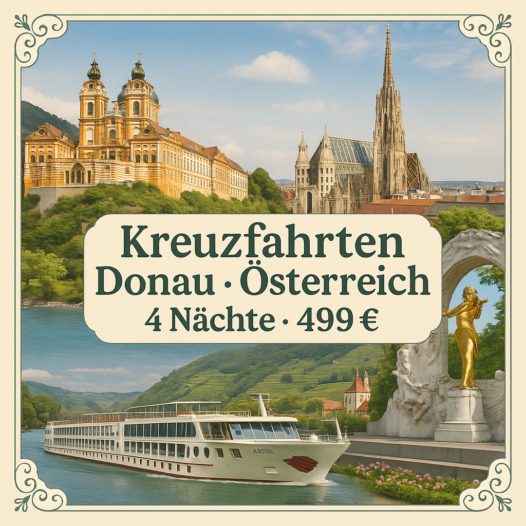 Kreuzfahrten Donau - Österreich: Flusskreuzfahrt mit A-ROSA MIA/RIVA ab/an Passau 4 Nächte Premium-Plus-Schiff mit Premium alles inklusive Die Musik Kreuzfahrten Donau - Österreich: Flusskreuzfahrt mit A-ROSA MIA/RIVA ab/an Passau 4 Nächte Premium-Plus-Schiff mit Premium alles inklusive Die Musik