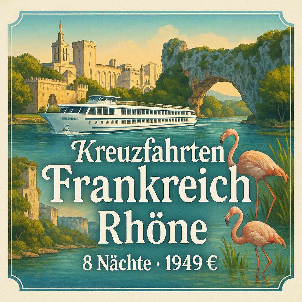 Kreuzfahrten Frankreich - Rhône: Flusskreuzfahrt mit MS Mistral inkl. Busan-/abreise ab/an Saarbrücken 8 Nächte Mittelklassehotel mit Frühstück / Kreuzfahrten Frankreich - Rhône: Flusskreuzfahrt mit MS Mistral inkl. Busan-/abreise ab/an Saarbrücken 8 Nächte Mittelklassehotel mit Frühstück /