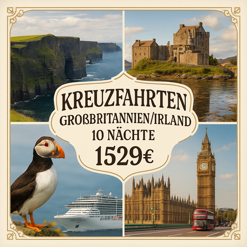 Kreuzfahrten Großbritannien/Irland: Kreuzfahrt mit der MSC Preziosa ab/an Hamburg 10 Nächte Premium-Plus-Schiff mit Vollpension Inkl. Getränkepaket