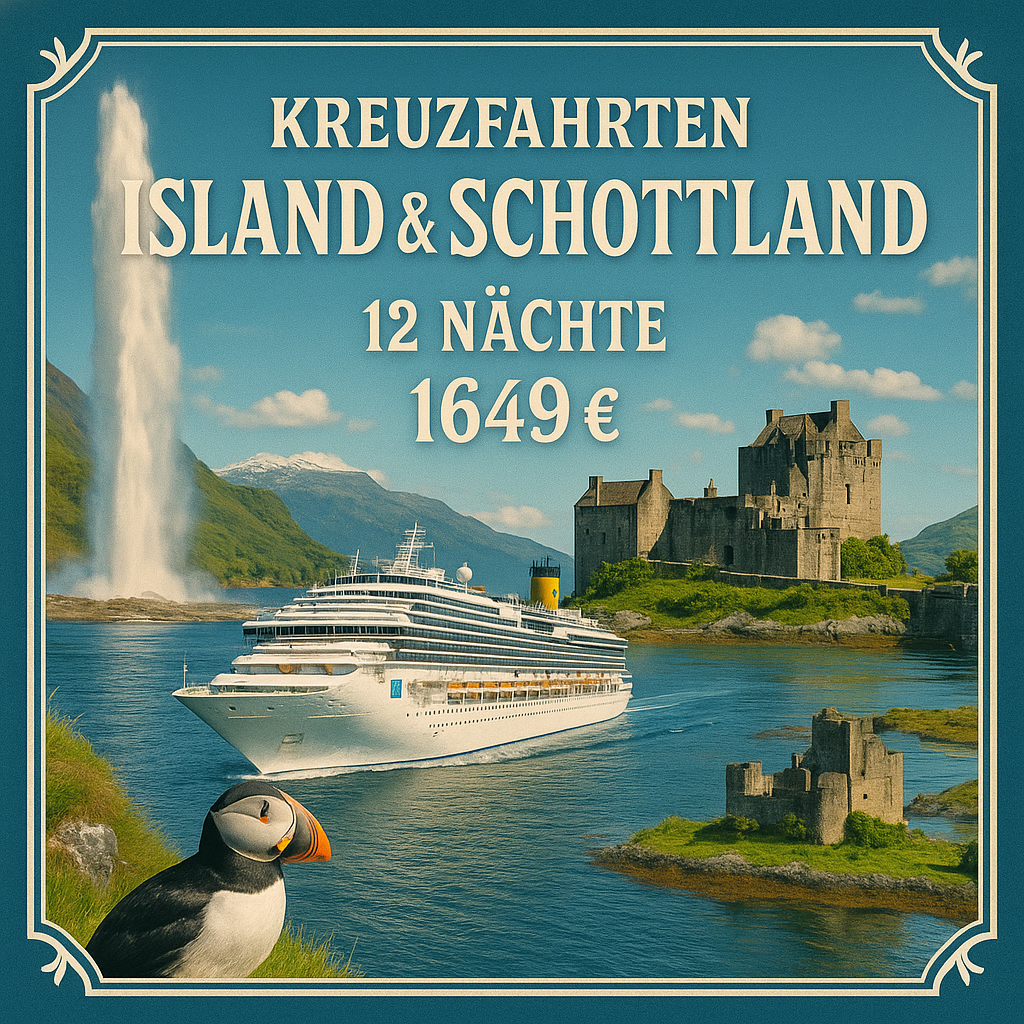 Kreuzfahrten Island & Schottland: Kreuzfahrt mit der Costa Favolosa ab/an Hamburg 12 Nächte Premium-Schiff mit Vollpension  Inkl. Trinkgelder an Bord