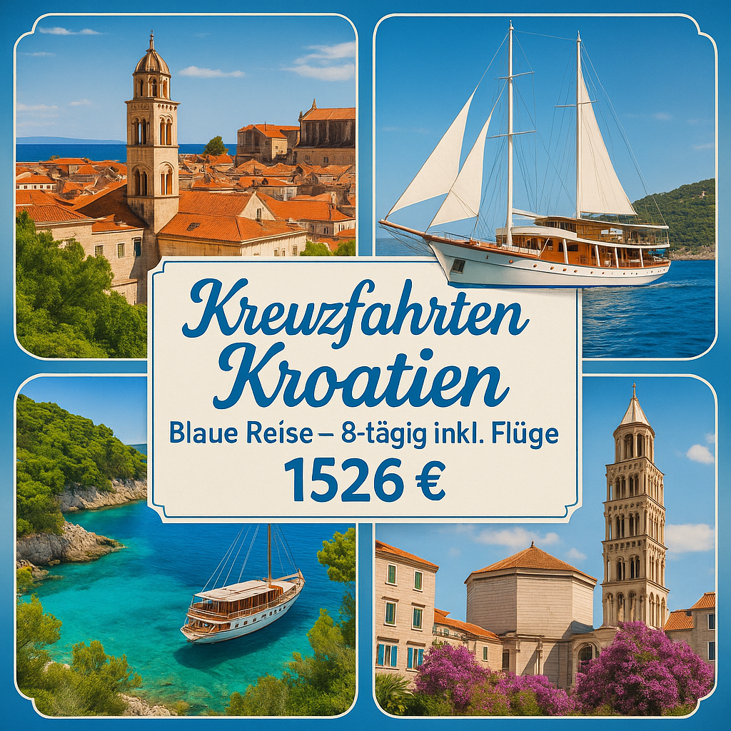 Kreuzfahrten Kroatien: Blaue Reise mit einem Motorsegler ab/an Trogir 7 Nächte Motorsegler/-yacht inkl. Halbpension Perle der Adria: Stadtführung in