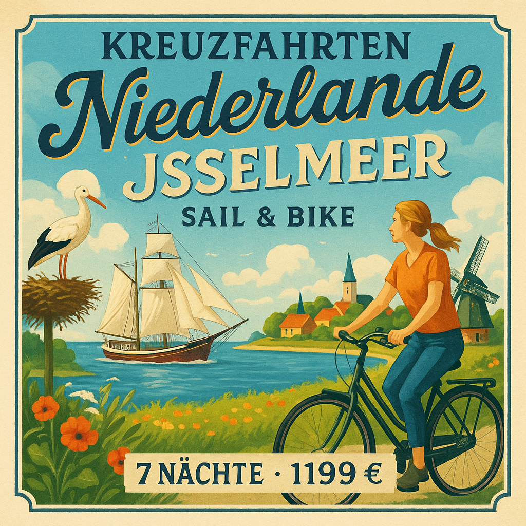 Kreuzfahrten Niederlande - IJsselmeer: Sail & Bike mit Mare fan Fryslân ab/an Enkhuizen 7 Nächte Segelschiff mit Vollpension Inkl. Leihfahrrad i. W.