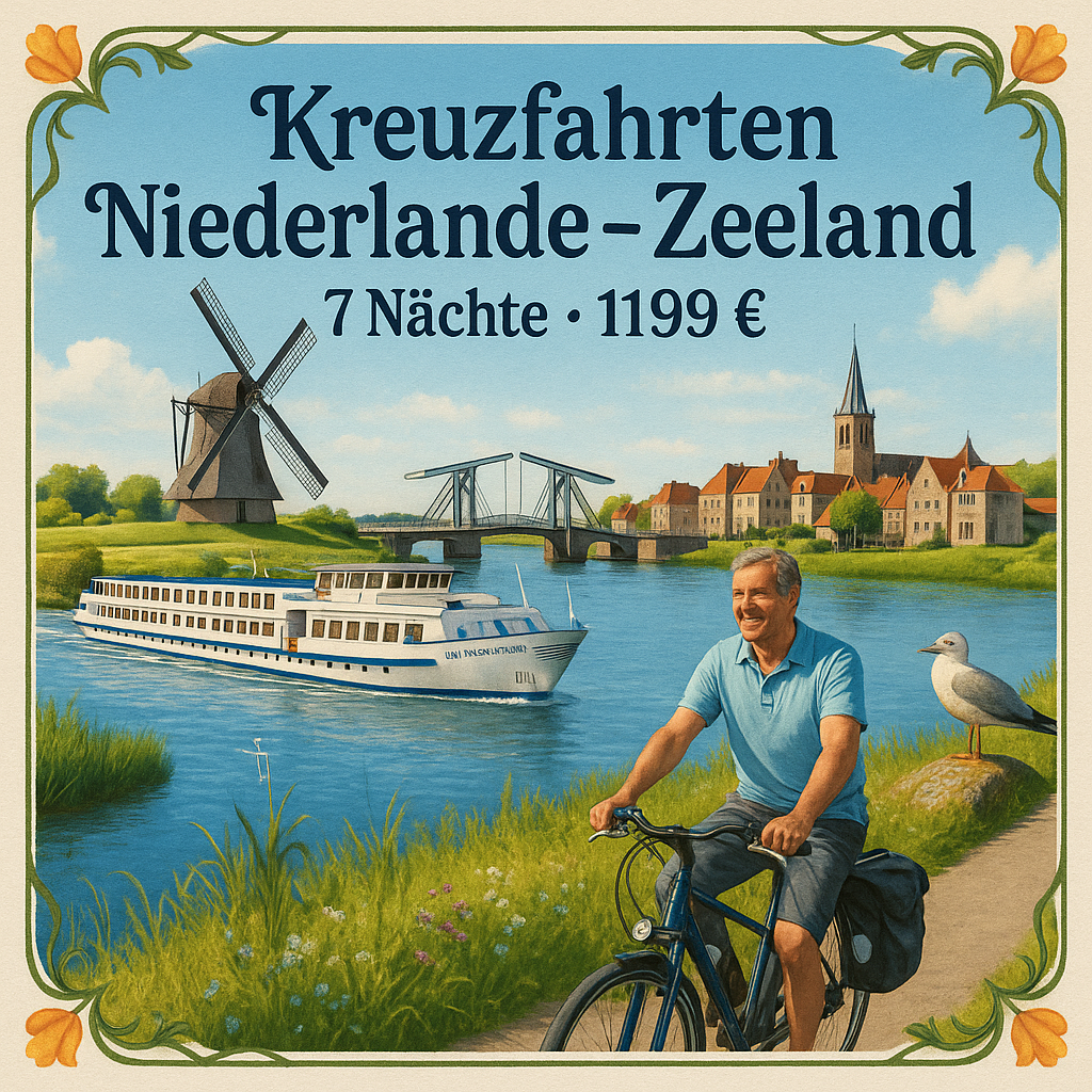 Kreuzfahrten Niederlande - Zeeland: Flusskreuzfahrt mit Rad & Schiff MS NORMANDIE ab/an Rotterdam 7 Nächte Mittelklasseschiff mit Vollpension  Inkl.