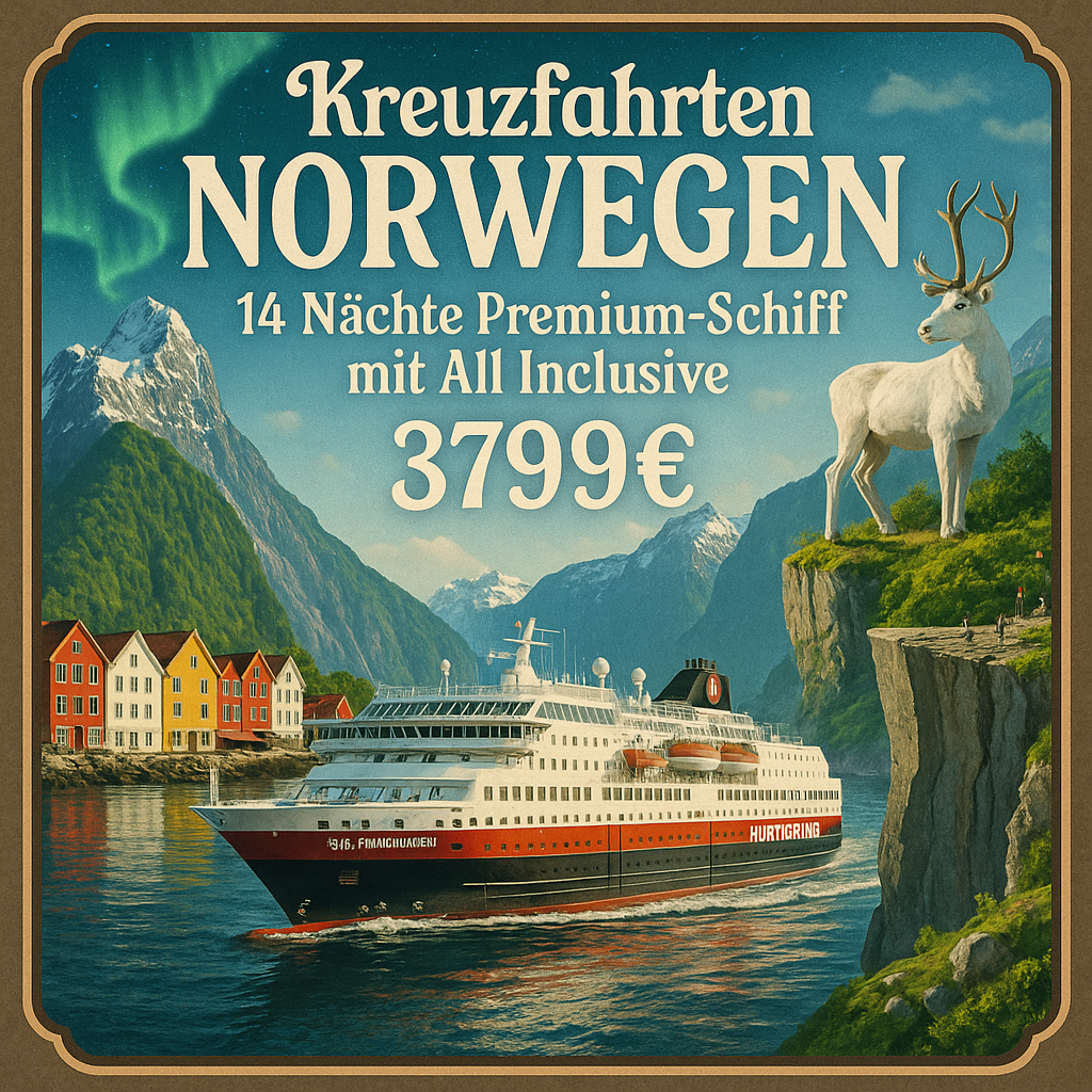 Kreuzfahrten Norwegen – Hurtigruten: Seereise mit der MS Finnmarken ab/an Hamburg 14 Nächte Premium-Schiff mit All Inclusive Mehr Zeit an Land – bis