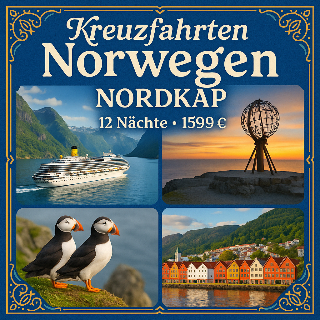 Kreuzfahrten Norwegen - Nordkap: Kreuzfahrt mit der Costa Favolosa ab/an Hamburg 12 Nächte Premium-Schiff mit Vollpension Inkl. Trinkgelder an Bord i