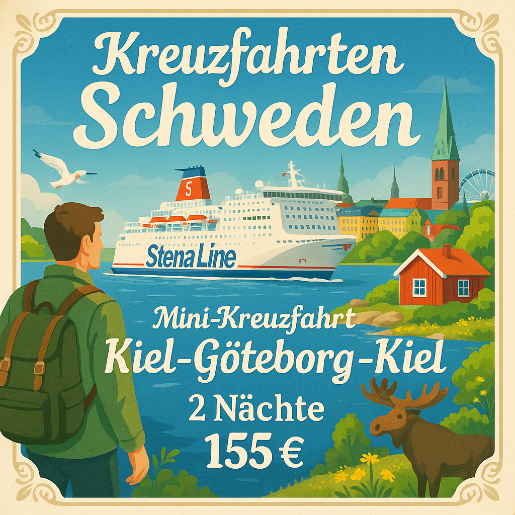Kreuzfahrten Schweden: Mini-Kreuzfahrt Kiel - Göteborg - Kiel mit der Stena Germanica/Scandinavica 2 Nächte  Fährschiff mit Frühstück Ein Tag Auf