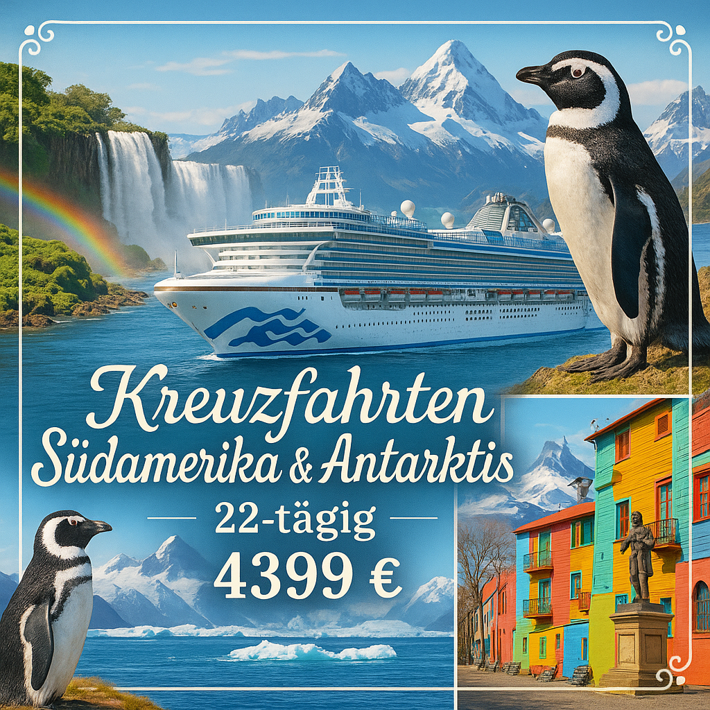 Kreuzfahrten Südamerika & Antarktis: Kreuzfahrt mit Sapphire Princess ab/an Buenos Aires inkl. Vorprogramm in Buenos Aires 22-tägig inkl. Flüge 3-S