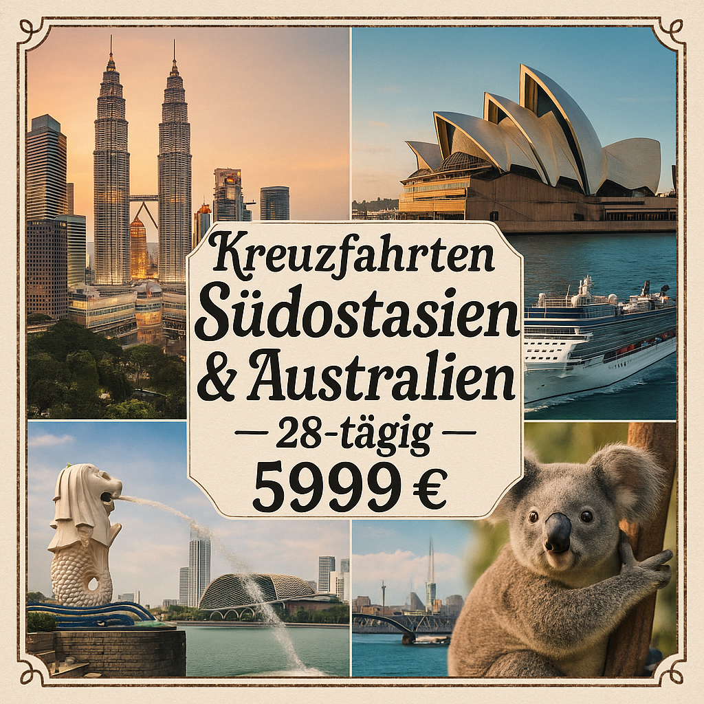Kombinationsreisen Südostasien & Australien: Rundreise von Penang bis Singapur & Kreuzfahrt mit der Celebrity Solstice 28-tägig inkl. Flüge 3-/4-St