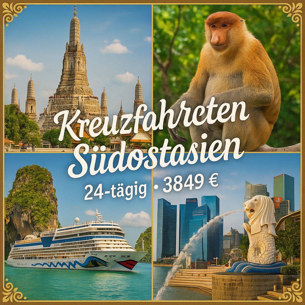 Kreuzfahrten Südostasien: Kreuzfahrt mit AIDAstella ab/an Bangkok inkl. Badeaufenthalt in Pattaya 24-tägig inkl. Flüge AIDAstella mit Vollpension /