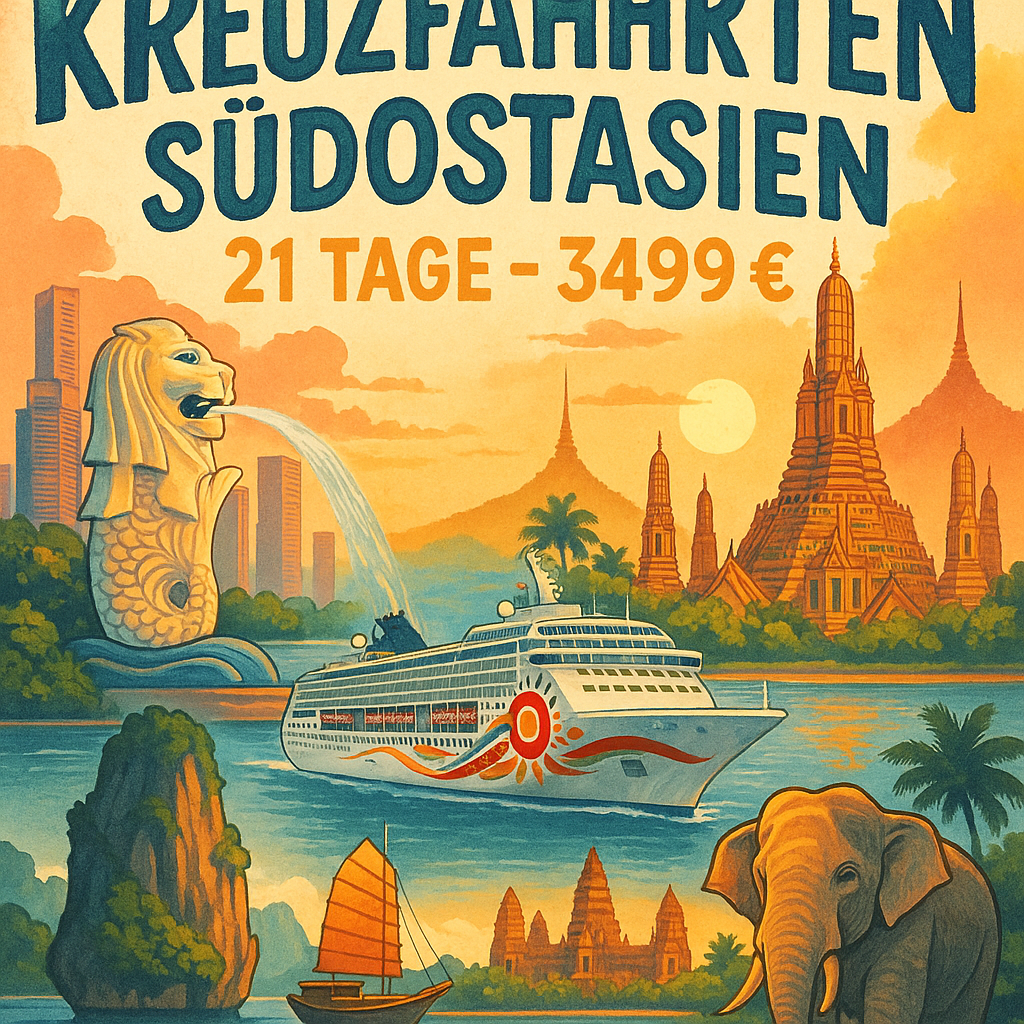 Kombinationsreisen Südostasien: Kreuzfahrt mit Norwegian Sun von Singapur bis Laem Chabang inkl. Badeaufenthalt in Pattaya 22-tägig inkl. Flug 4-Ste