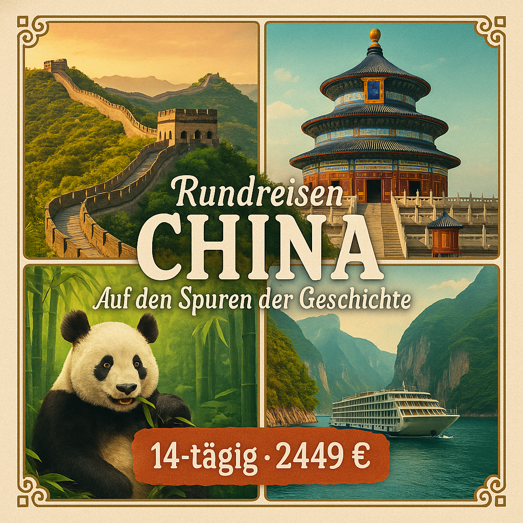 Rundreisen China: Auf den Spuren der Geschichte 14-tägig inkl. Flüge ab München 4-Sterne-Hotels/4-Sterne-Schiff mit Verpflegung Inkl. Ausflüge, Ei