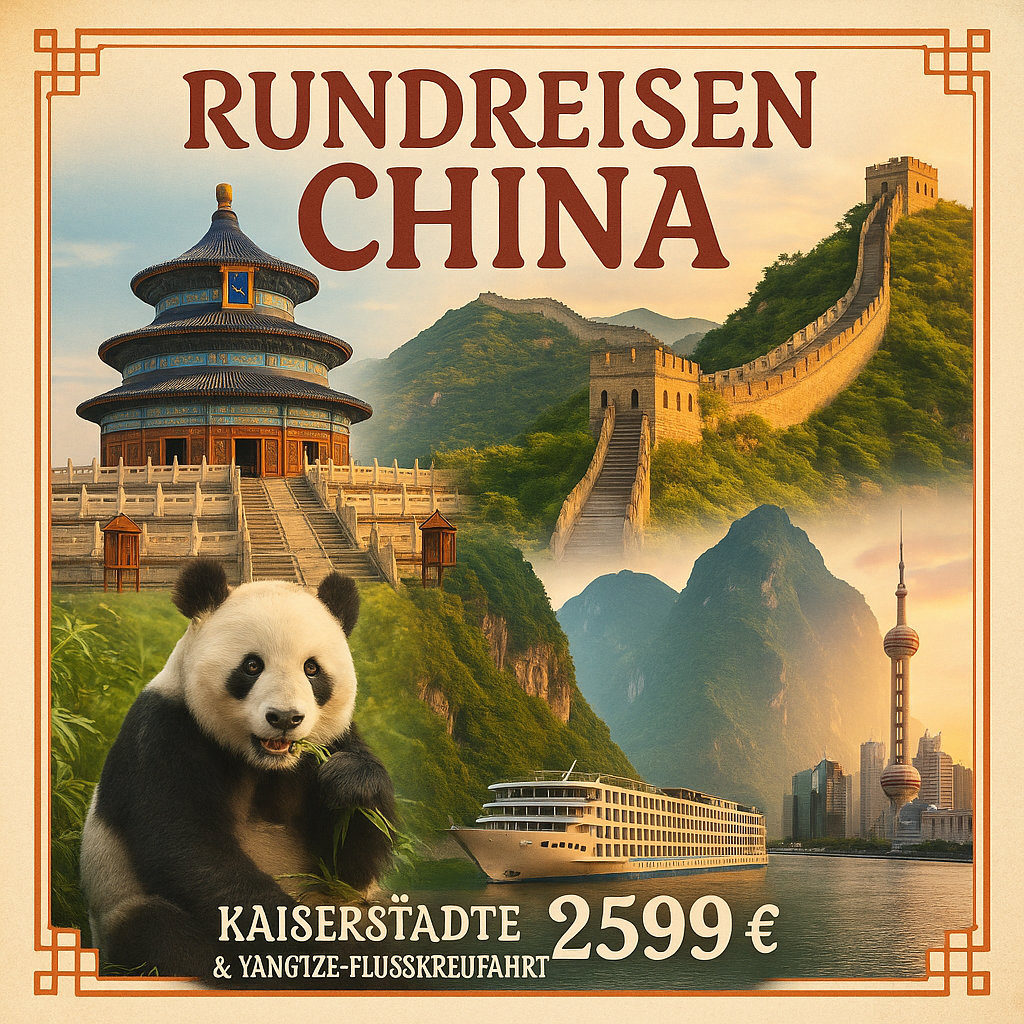 Rundreisen China: Kaiserstädte & Yangtze-Flusskreuzfahrt erleben 14-tägig inkl. Flüge 4-Sterne-Hotels/4-Sterne-Schiff mit Verpflegung Inkl. Ausflü