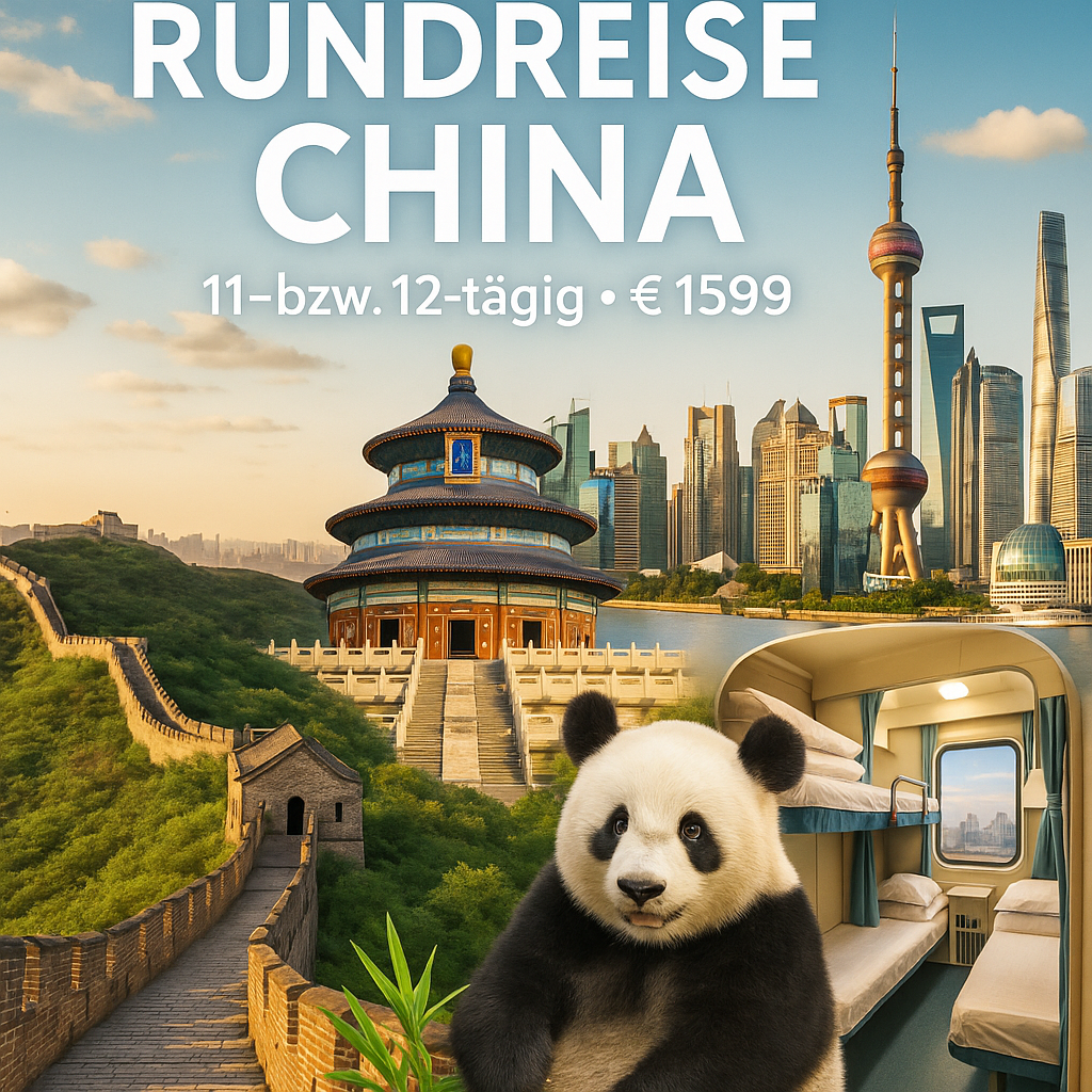 Rundreisen China: Rundreise ab Peking bis Shanghai inkl. Fahrt im Nachtzug 11- bzw. 12-tägig inkl. Flug 4-Sterne-Hotels mit Frühstück / Nachtzug 4e Rundreisen China: Rundreise ab Peking bis Shanghai inkl. Fahrt im Nachtzug 11- bzw. 12-tägig inkl. Flug 4-Sterne-Hotels mit Frühstück / Nachtzug 4e