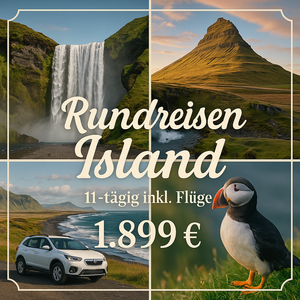 Rundreisen Island: Losfahren und sich vom Weg verzaubern lassen 11-tägig inkl. Flüge Mittelklassehotels mit Frühstück Route inkl. Mietwagen und fe Rundreisen Island: Losfahren und sich vom Weg verzaubern lassen 11-tägig inkl. Flüge Mittelklassehotels mit Frühstück Route inkl. Mietwagen und fe