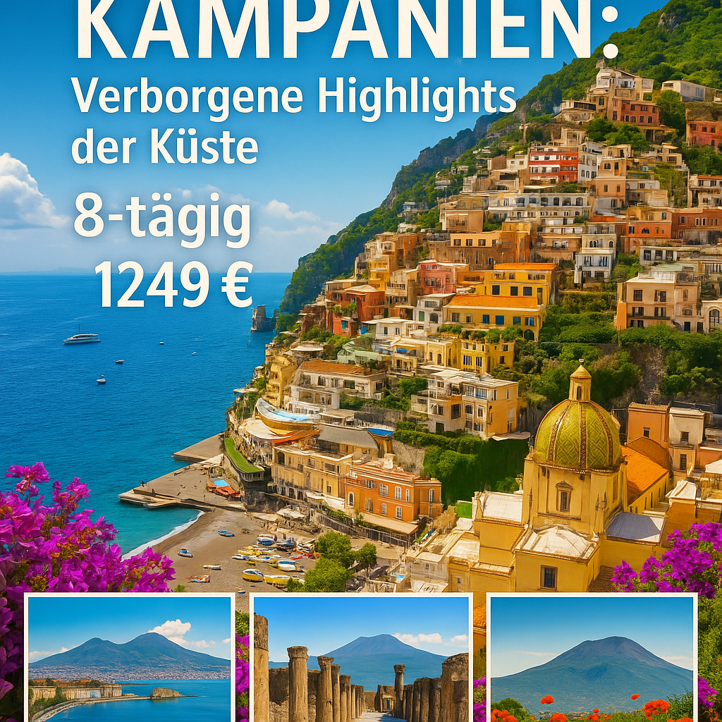 Rundreisen Italien – Kampanien: Verborgene Highlights der Küste ohne Hotelwechsel 8-tägig inkl. Flüge 4-Sterne-Hotel mit Halbpension Inkl. 5 Ganzta
