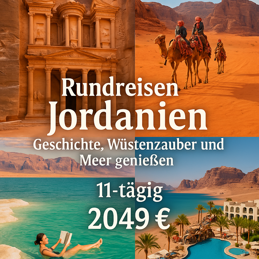 Rundreisen Jordanien: Geschichte, Wüstenzauber und Meer genießen 11-tägig inkl. Flug Mittelklassehotels­­/­­Zeltcamp­­/­­5-Sterne-Hotel ink