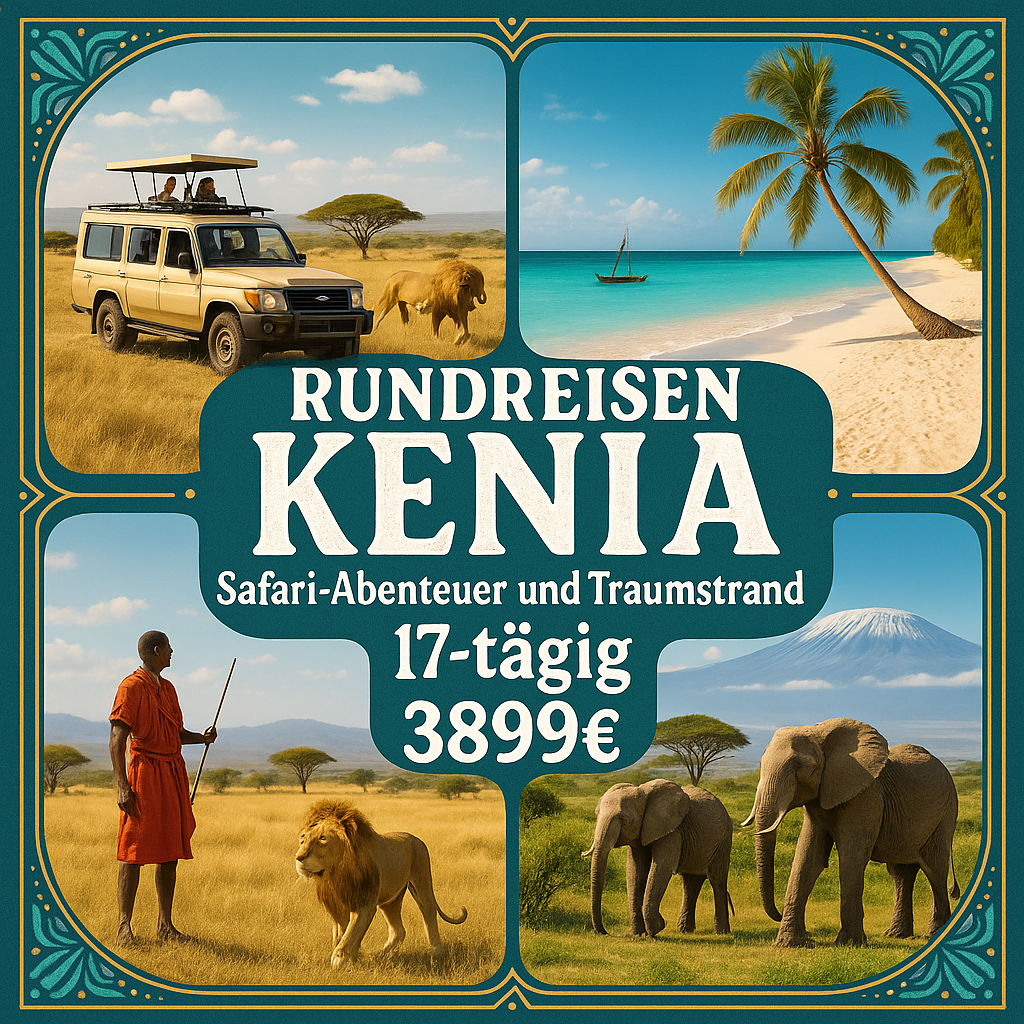 Rundreisen Kenia: Safari-Abenteuer und Traumstrand im Herzen Ostafrikas 17-tägig inkl. Flüge Mittelklasselodges mit Vollpension / 4-Sterne-Hotel mit