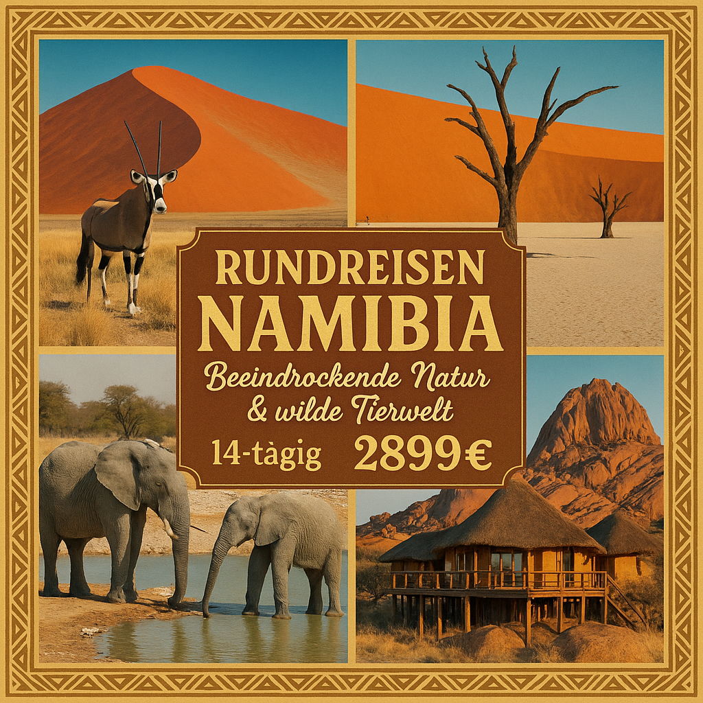 Rundreisen Namibia: Beeindruckende Natur & wilde Tierwelt 14-tägig inkl. Flüge Mittelklassehotels/Lodges mit Verpflegung Inkl. Ausflüge & Besichtig Rundreisen Namibia: Beeindruckende Natur & wilde Tierwelt 14-tägig inkl. Flüge Mittelklassehotels/Lodges mit Verpflegung Inkl. Ausflüge & Besichtig