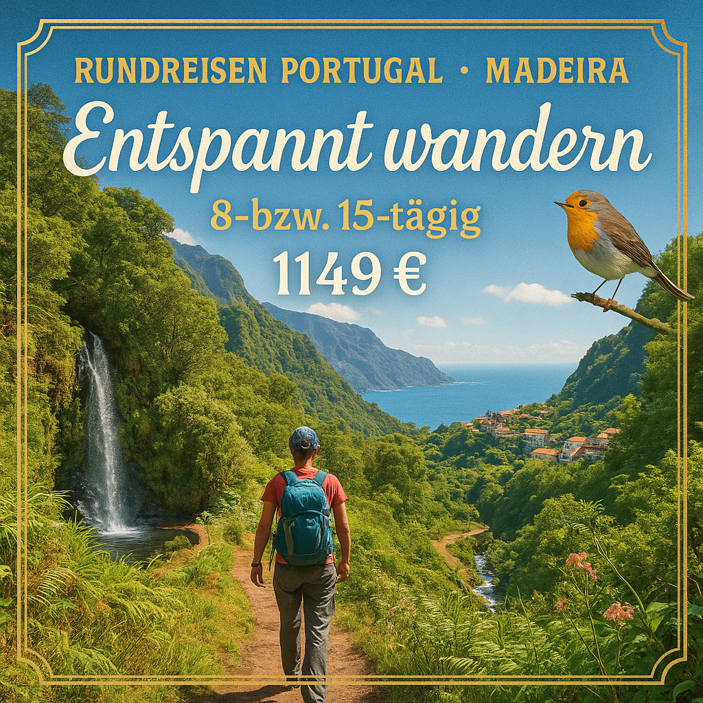 Rundreisen Portugal - Madeira: Entspannt wandern - ein Hotel, viele Erlebnisse 8- bzw. 15-tägig inkl. Flüge 4-Sterne-Hotel mit Halbpension Inkl. 3 g