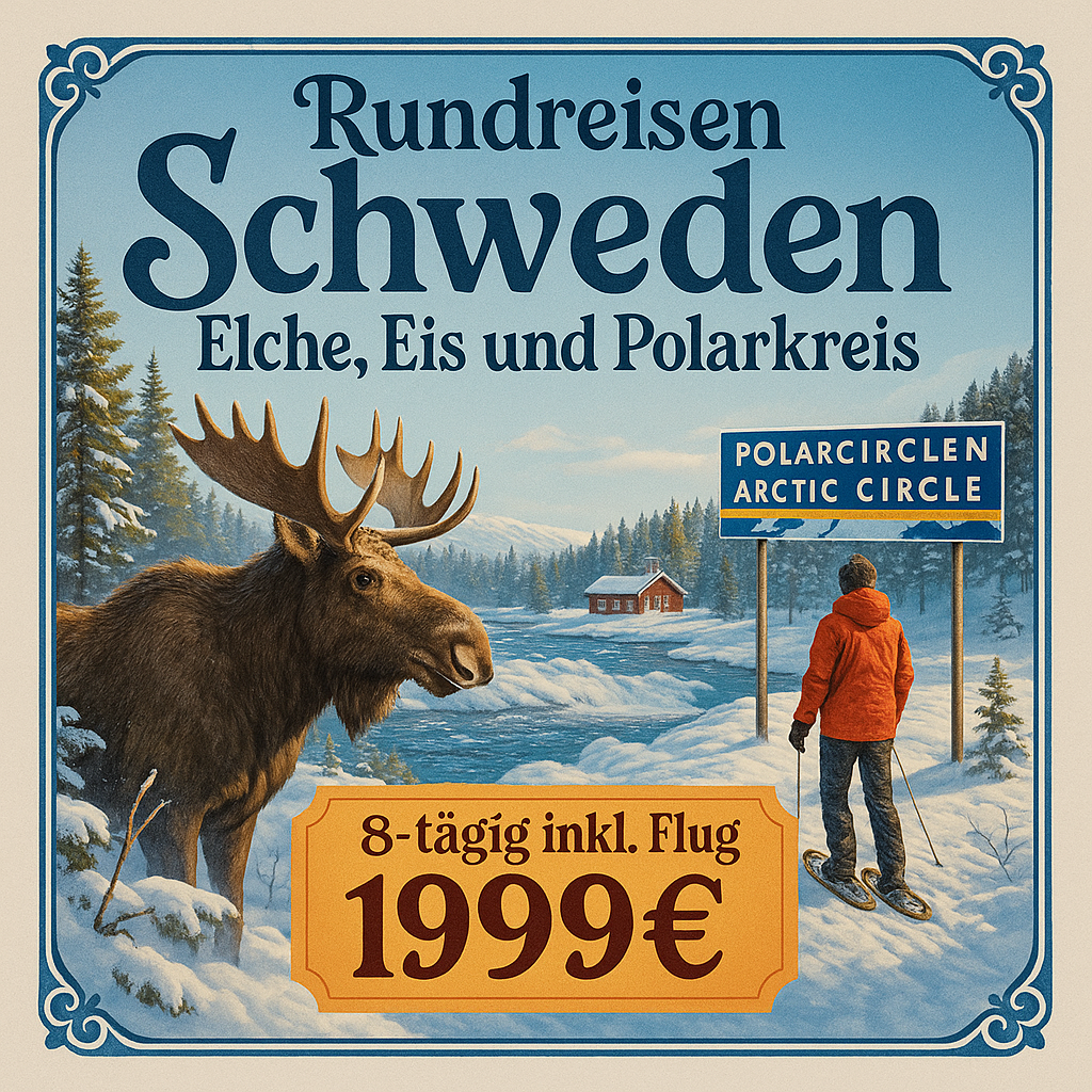 Rundreisen Schweden: Elche, Eis und Polarkreis mit dem Quality Hotel 8-tägig inkl. Flug 3-Sterne-Plus-Hotels mit Verpflegung Inkl. Eintritte und Ausf Rundreisen Schweden: Elche, Eis und Polarkreis mit dem Quality Hotel 8-tägig inkl. Flug 3-Sterne-Plus-Hotels mit Verpflegung Inkl. Eintritte und Ausf