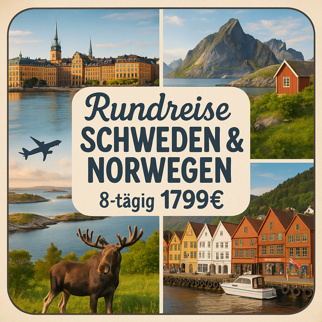 Rundreisen Schweden & Norwegen: Zwischen königlichen Städten, Schären und Welterbe 8-tägig inkl. Flüge Mittelklassehotels mit Frühstück Inkl. E