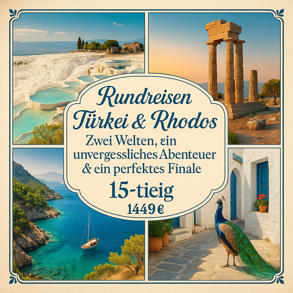 Rundreisen Türkei & Rhodos: Zwei Welten, ein unvergessliches Abenteuer & ein perfektes Finale 15-tägig inkl. Flug 4-Sterne-Hotels mit Halbpension /